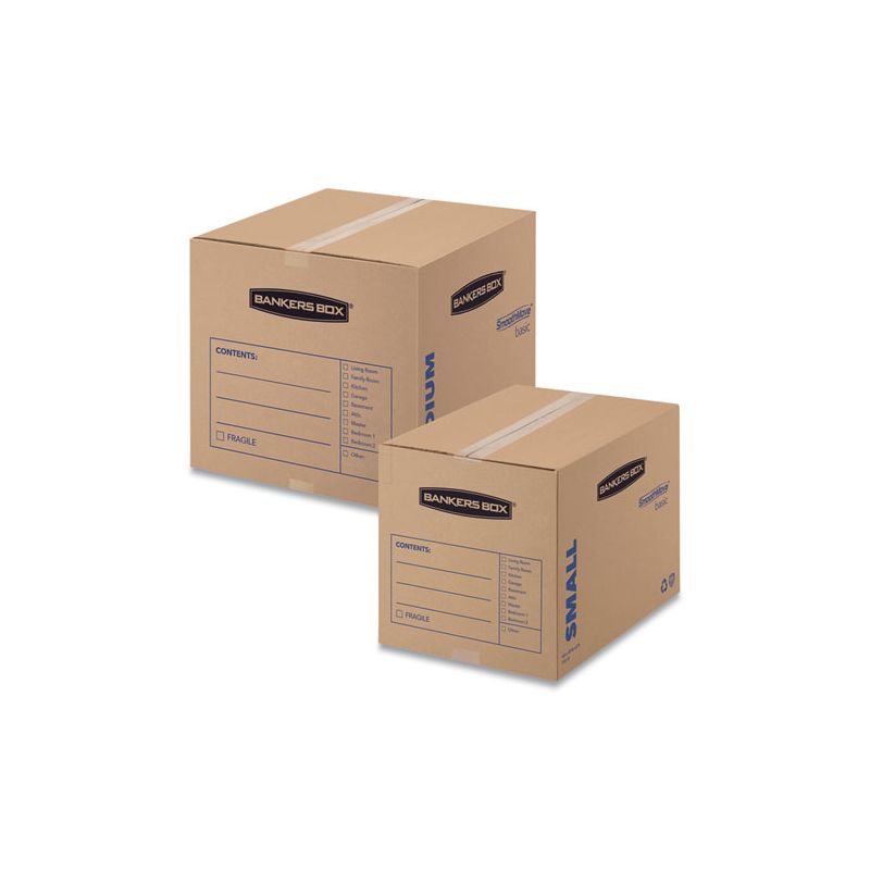 Bankers Box SmoothMove Basic Moving Boxes, Regular Slotted Container (RSC), Large, 18" x 18" x 24", Brown/Blue, 15/Carton, 4 of 6