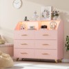 47''Chest of Drawers, Lighted 6 Drawer Dresser with Charging Station and Storage Shelf, - 2 of 4