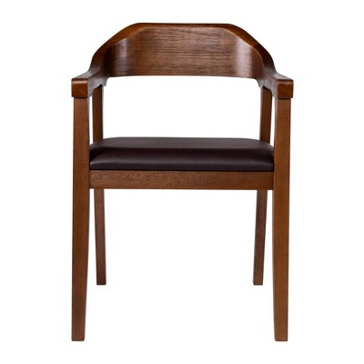 Chestnut Wire-Brushed Faux Leather Upholstered Arm Chair