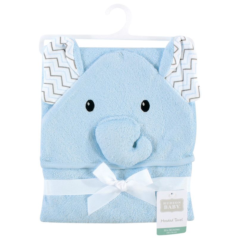 Hudson Baby Infant Boy Rayon from Bamboo Animal Hooded Towel, Blue Elephant, One Size, 3 of 4