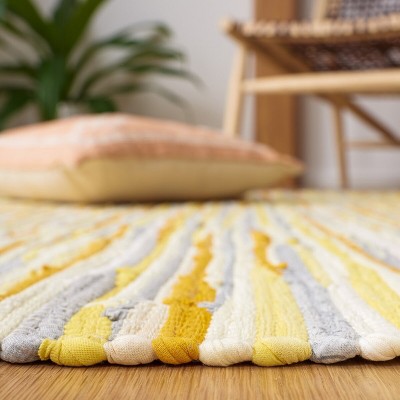 Handmade Gold and Multicolor Cotton Striped Area Rug 5' x 8'