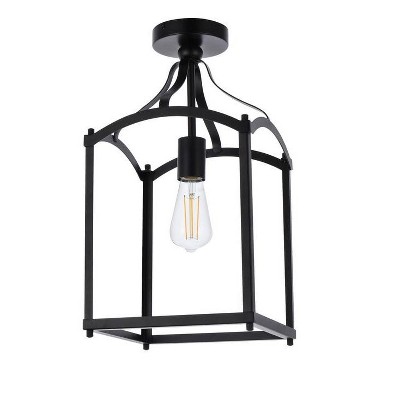 Black Iron Indoor/Outdoor 1-Light Flush Mount Fixture