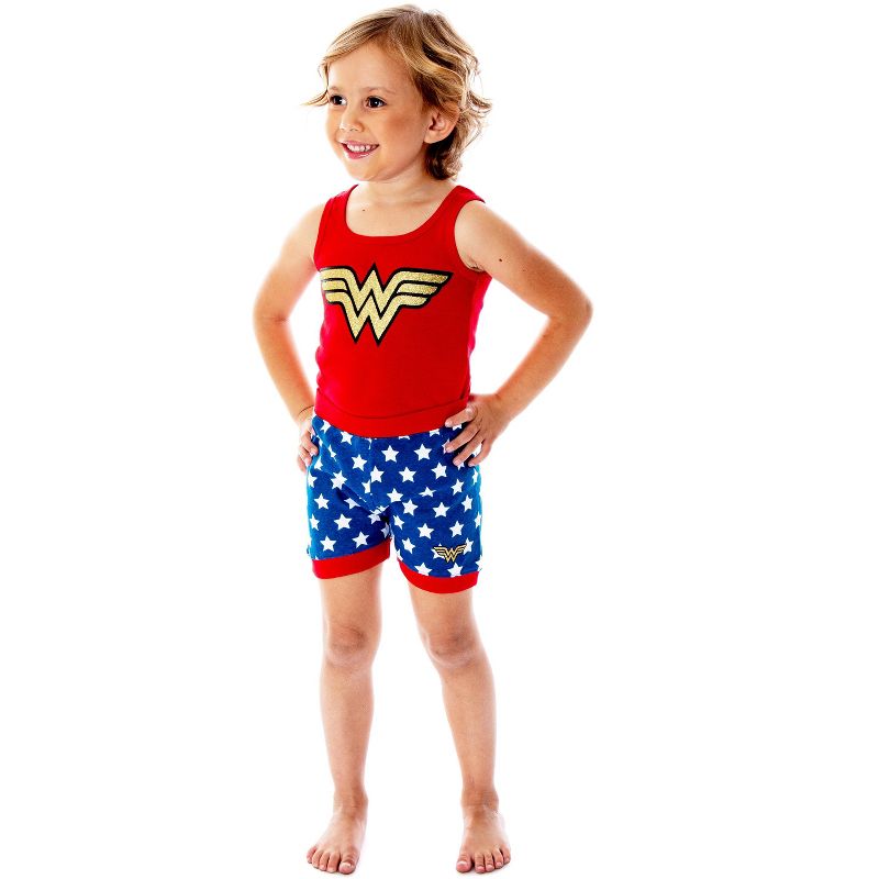 DC Comics Girls Wonder Woman Logo Tank Top And Shorts Pajama Set Wonder Woman Logo, 2 of 7