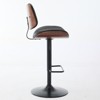 GDFStudio Agnes Faux Leather Upholstered Bentwood Swivel Adjustable Height Bar Stool - 3 of 4