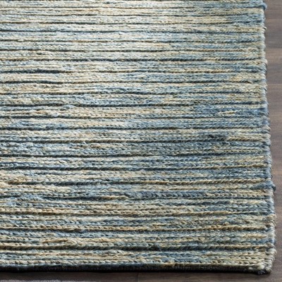 Hand-Knotted Blue and Natural Jute Area Rug, 4' x 6'