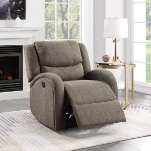 Chenille Power Recliner Chair 1pc, Modern Living Room, Solid Wood Frame, Plush Seating, One-Touch Adjustable - 1 of 4
