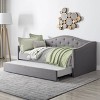 Twin Fairfield Tufted Fabric Day Bed with Trundle Light Gray - CorLiving: Versatile Guest Room Furniture - 2 of 4