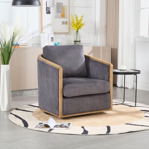 CAVINAS Accent Chair, Comfortable Accent Sofa Chair for Living Room, Corduroy Swivel Barrel Chair, 360 Degree Swivel Barrel Club Chair - 1 of 4