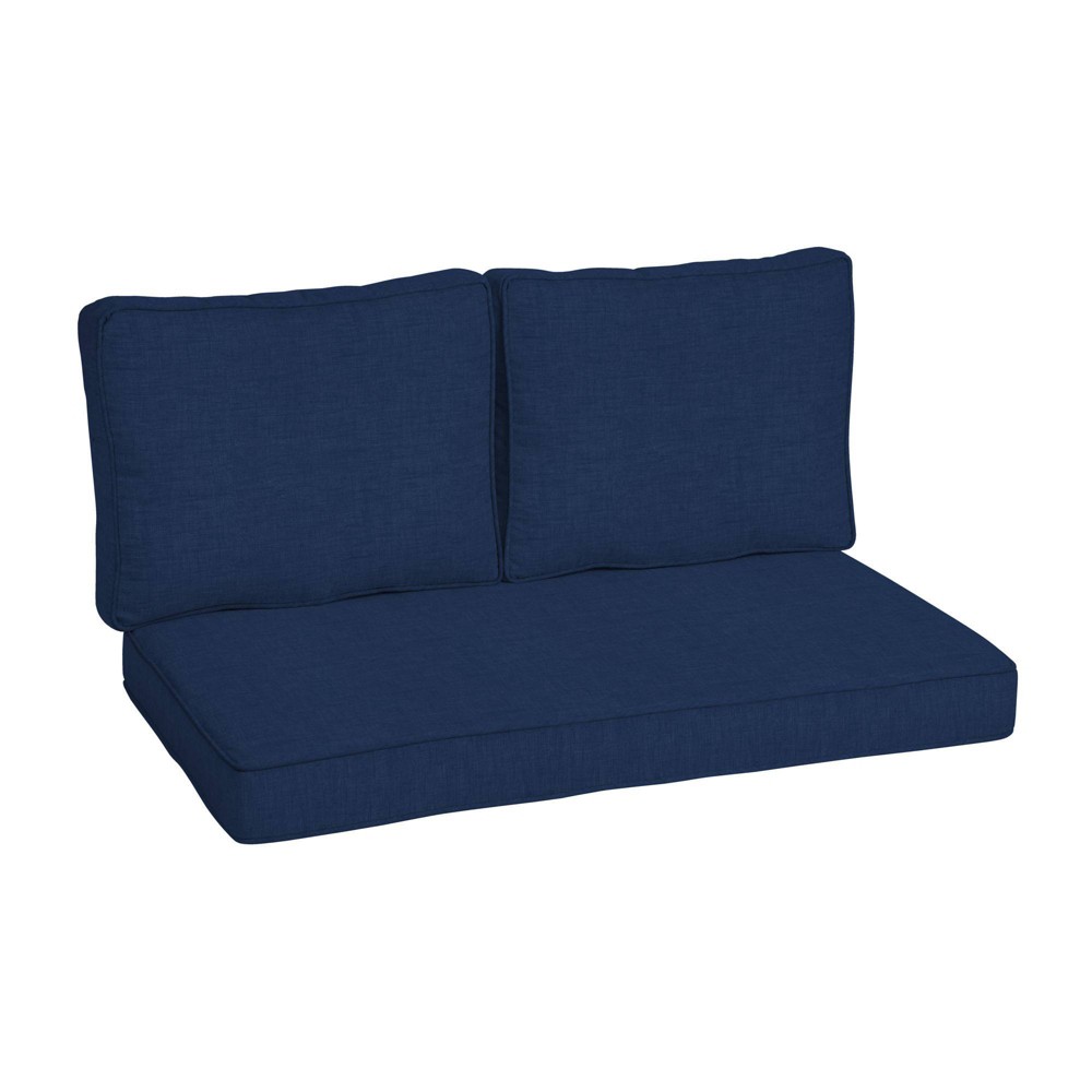 Arden Selections 3pc Outdoor Loveseat Cushion Set Sapphire Blue Leala