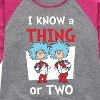Girls' - Dr. Seuss - I Know A Thing Or Two School Shirt Tail Raglan Graphic T-shirt - 2 of 4