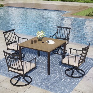 Captiva Designs 5pc Outdoor Patio Steel Dining Table & Stylish Cushioned Metal Chairs - 1 of 4