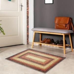 Machine Washable Runner Rug - Print Braided Non-Slip Indoor/Outdoor Carpet, Low Pile Non-Shedding Area Rug for Kitchen, Entrance Hallway - 1 of 4