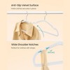50-Pack Kids Velvet Hangers, 14x8 Inch Non-Slip Children's Hangers with Wide Shoulder Notches & Swivel Hook, Space-Saving Closet Organizers - 3 of 4