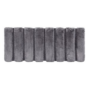 Vynxaria Extra Long Gray Bath Mat - Dual Comfort Striped Design 24x58 Inches - 1 of 4