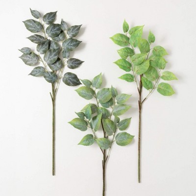 Sullivans Artificial 36" Mixed Leaf Spray Set of 3, Green
