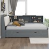 PAGED Twin Size Daybed Modern Wooden Bed Frame with Padded Trundle, Storage Headboard and Rotatable Shelvesfor Bedroom - 2 of 4