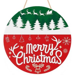 Lomsoe Christmas Decor Outdoor Christmas Wreaths for Front Door Rustic Round Wood Welcome Sign Christmas Sign Christmas Gift 8x8Inch - 1 of 1