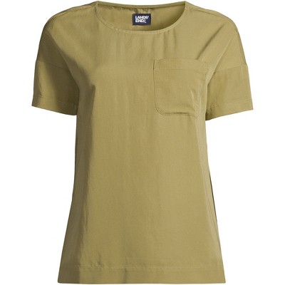 Lands' End Women's Rayon Short Sleeve Tee - Large - Simply Olive : Target