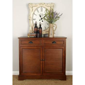 Traditional Wood Shutter Style Cabinet Brown - Olivia & May