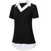 BLUEMING Womens Summer T-Shirts V Neck Faux Layering Shirts Color Block Polo Shirts Plaid Teacher Shirts - 3 of 4