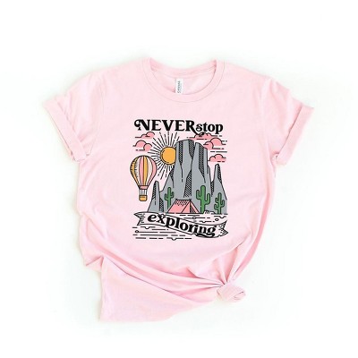 Simply Sage Market Women's Never Stop Exploring Short Sleeve Graphic Tee - XS - Pink