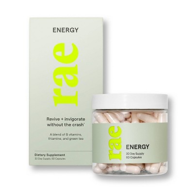 Rae Energy Dietary Supplement Capsules for Natural Energy Support - 60ct