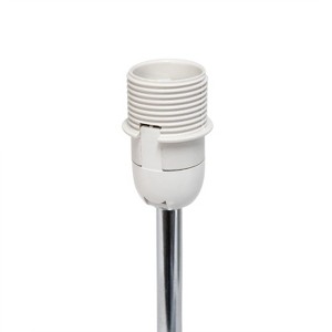 11.81" Traditional Petite Metal Stick Bedside Table Desk Lamp in Chrome with Fabric Shade - Creekwood Home - 1 of 4