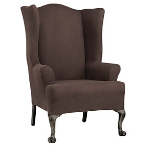 Stretch Twill Wing Chair Slipcover Chocolate - Sure Fit, Brown