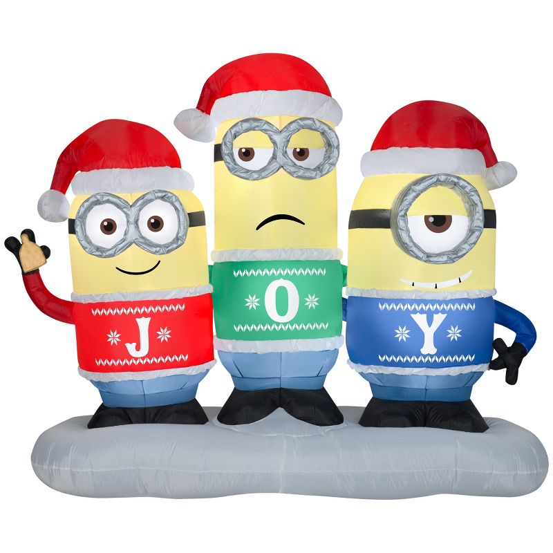 Gemmy Christmas Airblown Inflatable Minion Joy Collection Scene, 5 ft Tall, Multicolored, 1 of 3
