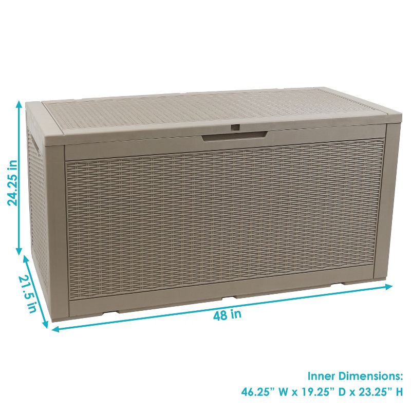 Sunnydaze Outdoor Deck and Patio Storage Box with Rattan Design - 100 Gal., 5 of 14