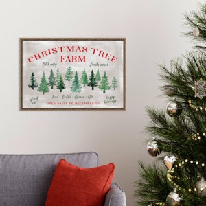 Amanti Art 23"x16" Christmas tree farm sign by Rosana Laiz Blursbyai Framed Canvas Wall Art Print - 1 of 4