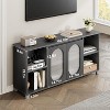 Modern TV Stand for 60–70 Inch TVs with Glass Doors & Storage Shelves, Entertainment Center with Storage - 3 of 4