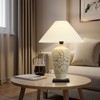 POWLIG 23" Vintage Ceramic Table Lamp with Linen Shade - Handmade LED Lighting for Bedroom, Living Room & Office - 3 of 4