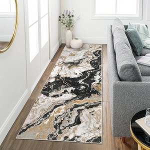 homfan Runner Rug Machine Washable Kitchen Runner Rugs Soft Low Pile Modern Abstract Floor Rug Marble Carpet Runners for Hallway Entryway Bedside - 1 of 4