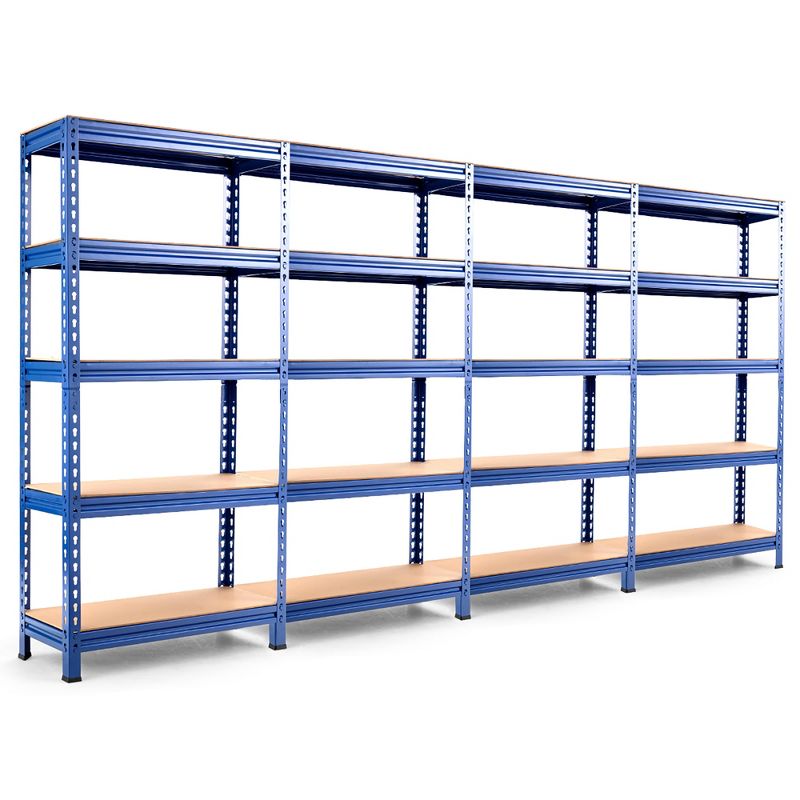 Costway 4PCS 5-Tier Metal Storage Shelves 60''Adjustable Shelves Silver\Gray\ Blue, 1 of 11