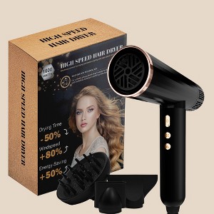 NICEBAY Hair Dryer with Brushless Motor, 110000RPM High-Speed Blow Dryer, Ionic Hair Dryer with Diffuser, Lightweight & Fast Drying, Low Noise, 1600W - 1 of 4