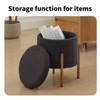 Sapphtopaz 13" Modern Round Storage Ottoman Foot Stool Small Vanity Stool with Removable Lid Storage Ottoman for Living Room, Bedroom, Entryway - 2 of 4