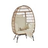 Grid Style Wicker Weaving Patio Egg Chair With Natural Color Rattan And Cushion,Basket Shape Egg Chair With Metal Legs -Maison Boucle - 4 of 4
