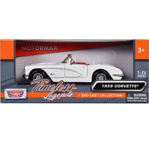 1959 Chevrolet Corvette C1 Convertible White with Red Interior "Timeless Legends" Series 1/24 Diecast Model Car by Motormax - 1 of 3