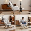 Teddy Fabric Nursery Rocking Glider Chair with Footrest and Tufted High Back,Modern Accent Armchair for Living Room Bedroom-Baofuwish - 3 of 4