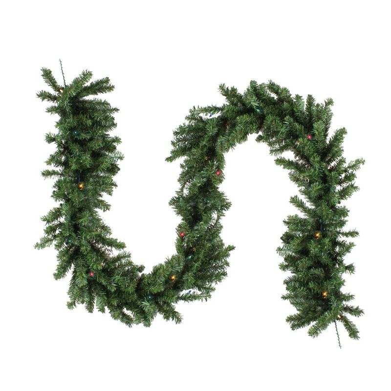Northlight 9' x 14" Prelit Canadian Green Pine Artificial Christmas Garland - Multi Lights, 1 of 6