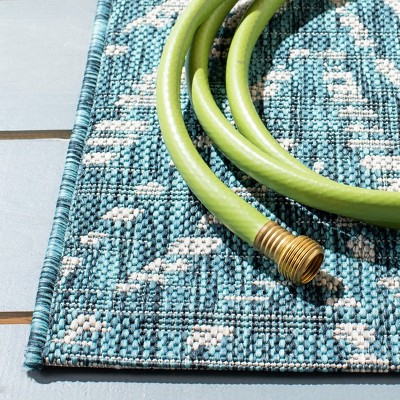 Blue and Gray Synthetic Easy Care Indoor/Outdoor Rug