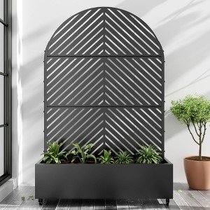 PexFix 72 in. H x 47 in. W Black Metal Arch Wall Planter Box with Trellis for Climbing Plants - 1 of 4