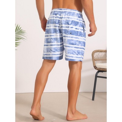 INSPIRE CHIC Men's Contrast Pattern Drawstring Summer Beach Shorts 2 Packs 1 Blue 1 Light Orange 36 — фото 5
