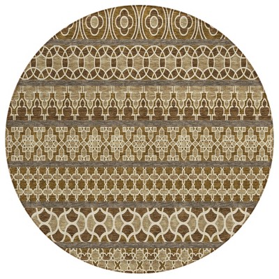 Brown And Taupe Quatrefoil Washable Indoor Outdoor Area Rug