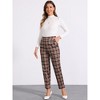 INSPIRE CHIC Women's Vintage Tartan Plaid Elastic Waist Straight Long Trousers - 2 of 4