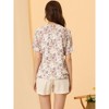 INSPIRE CHIC Women's Chiffon Short Sleeve Ruffled Trim Floral Blouse - 4 of 4
