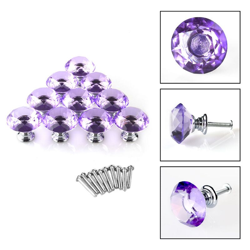 Unique Bargains Diamond Shaped Crystal Glass Drawer Handle Cabinet Knobs, 2 of 7