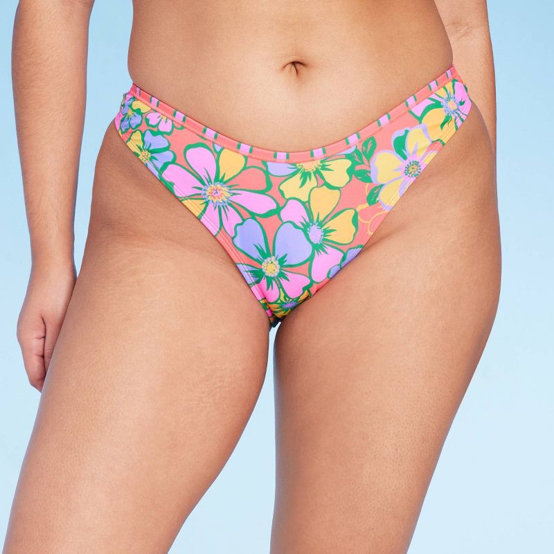 Women's Low-Rise Ultra High Leg Super Cheeky Bikini Bottom - Wild Fable™ Multi Floral Print, 5 of 9