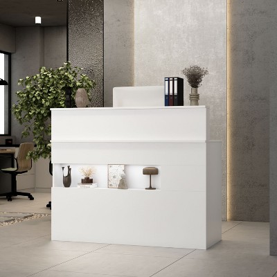 FUFU&GAGA Reception Desk Lockable Drawer With USB Ports